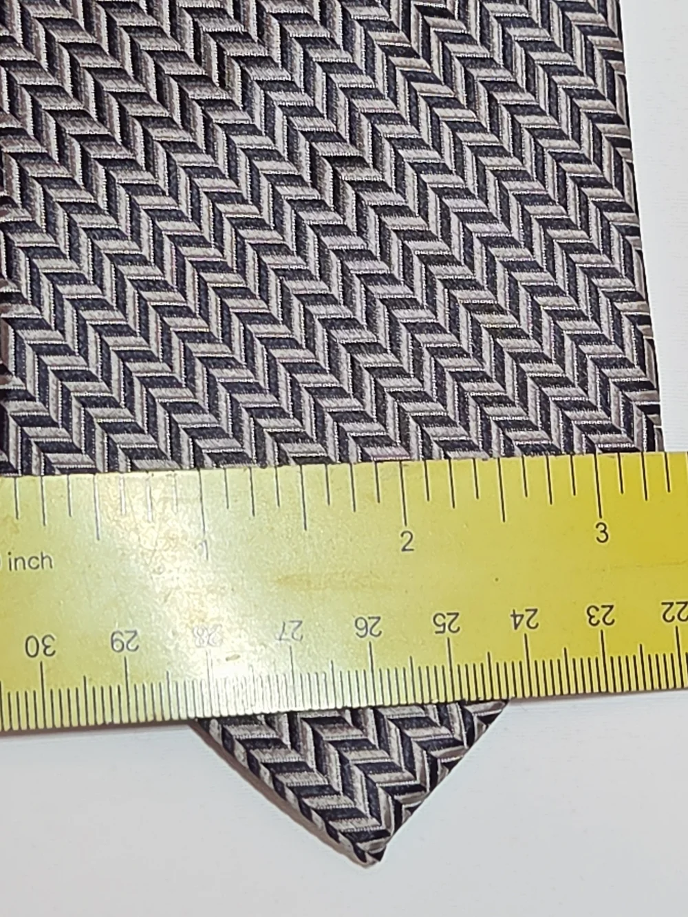 Paul Fredrick Mens 100% Silk Chevron Pattern Tie in Black and Silver